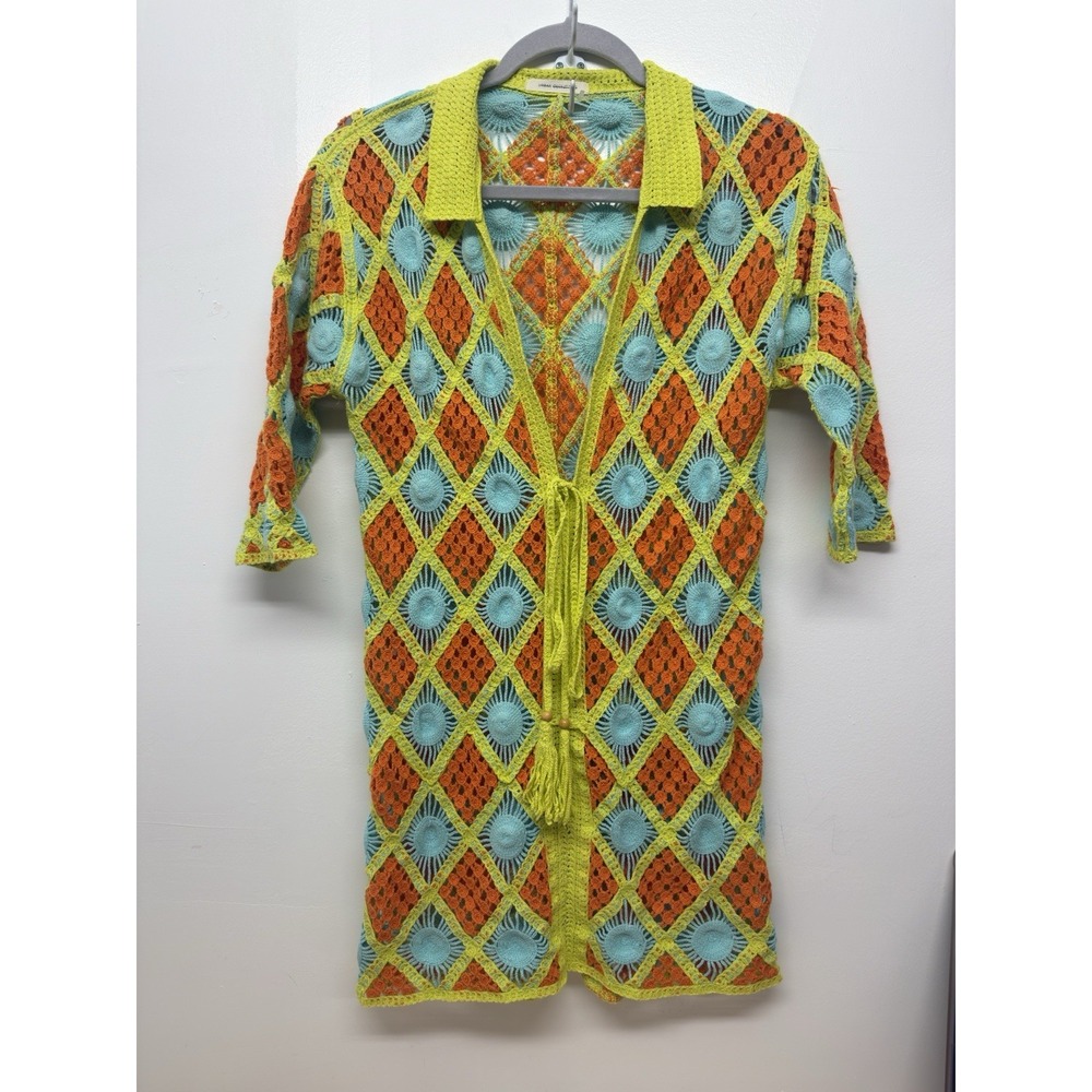 Urban‎ Outfitters Crochet Diamonds Multicolor Mesh Cover-Up Dress Small #4